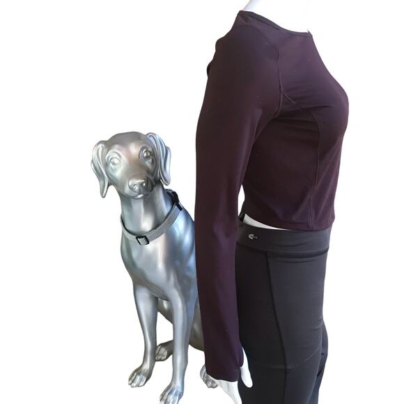 Old Navy Active Cropped Long Sleeve Purple Top Zipped Pocket Women's Size Small - Picture 3 of 7